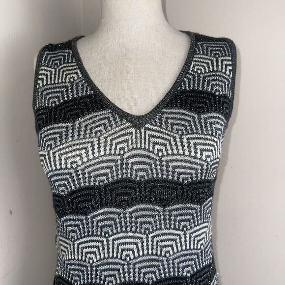 Grifflin Paris Dress Black Gray Cream Sleeveless Knit Stretch Size Small - Picture 2 of 9